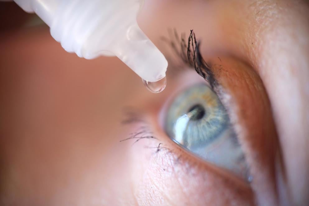 close up of a blue eye