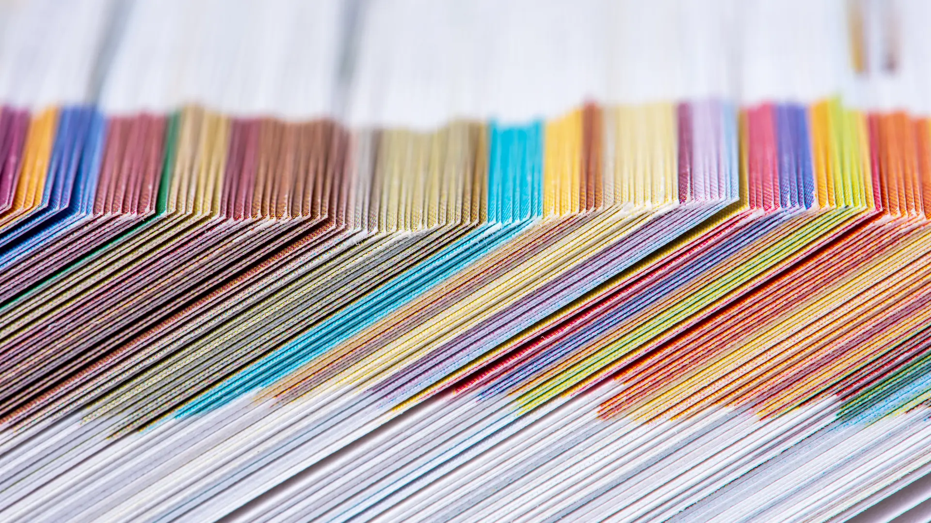 Collection of colour coded journals in the library